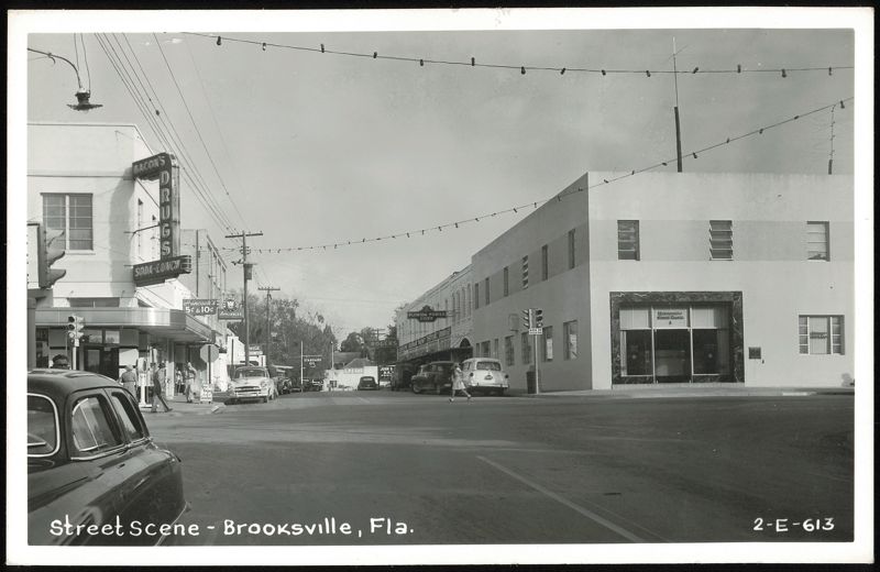 Street Scene with Businesses and Cars Brooksville Florida