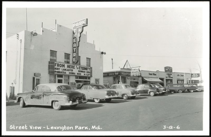 Park Theatre showing From Here to Eternity, Lexington Park street view Maryland