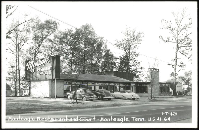 Monteagle Restaurant and Court with Cars on U.S. 41-64 Tennessee