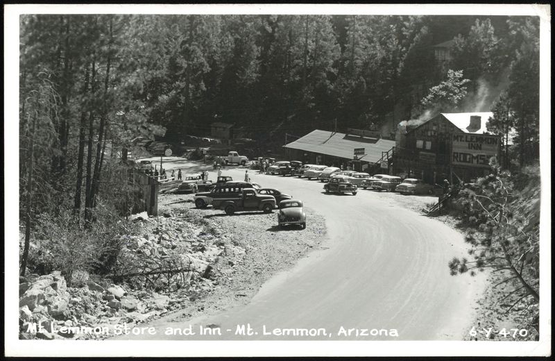 Mt. Lemmon Store and Inn with Cars on Winding Road Mount Lemmon Arizona