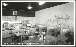 Ma's Cafe Interior with Western Mural Postcard