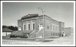 First Baptist Church, Albany, Texas - Brick Building with Arched Windows Postcard