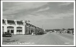 Street Scene with Rexall Drugs and Vintage Cars, Myrtle Beach Postcard
