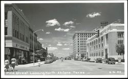 Pine Street Looking North, Abilene, TX - W.T. Grant, Walgreens, Sears Postcard