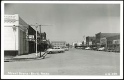 Street Scene with Businesses and Cars, Baird Postcard