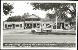 Cecille's Garage, Wrecking Yard and Lunch Room Postcard