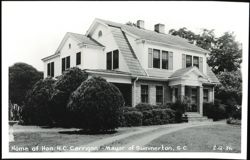 Home of Hon. H.C. Carrigan - Mayor of Summerton Postcard