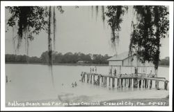 Bathing Beach and Pier on Lake Crescent Postcard