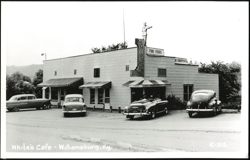 White's Cafe with Vintage Cars and Chef Sign Postcard