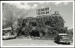 Cameron Hotel-Court Building Covered in Vines with Vintage Cars Postcard