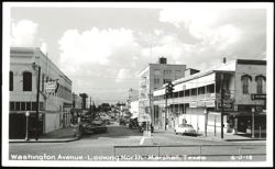 Washington Avenue Looking North with Shops and Cars Postcard