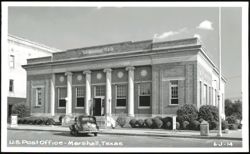 U.S. Post Office Building with Vintage Car, Marshall, Texas Postcard