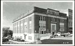 Memorial City Hall, Marshall with Police Cars and Motorcycle Postcard