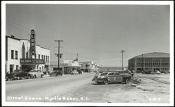 Gloria Theater and Street Scene with Vintage Cars, Myrtle Beach Postcard