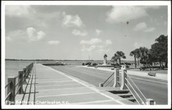 The Battery Waterfront Promenade with Monument and Cannons, Charleston Postcard