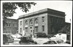 U.S. Post Office Building with Vintage Cars Postcard