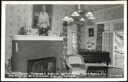 Living Room, Thomas A. Edison Winter Home, Fort Myers, FL - Portrait of Mrs. Edison Postcard
