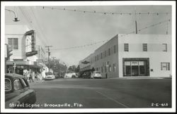 Street Scene with Businesses and Cars Postcard