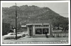 Corner Cafe at the foot of The Pinnacle, Cumberland Gap, TN, KY, VA Postcard
