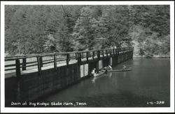 Dam at Big Ridge State Park, Tennessee with Canoes Postcard