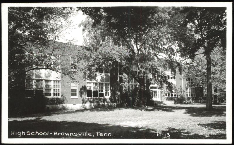 High School Building with Large Trees and Grassy Lawn Brownsville Tennessee