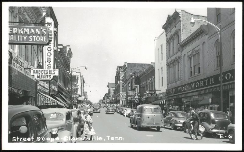 Street Scene with F.W. Woolworth Co. and Kuhn's 5-10-25¢ Clarksville Tennessee