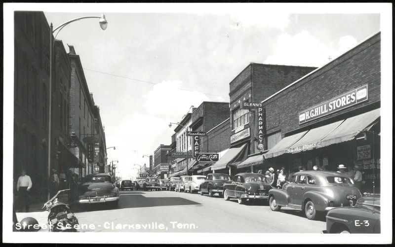 Street Scene with H.G. Hill Stores and Glenn's Pharmacy Clarksville Tennessee