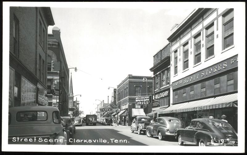 Street Scene with Scott Stores and Willoughby Drugs Clarksville Tennessee