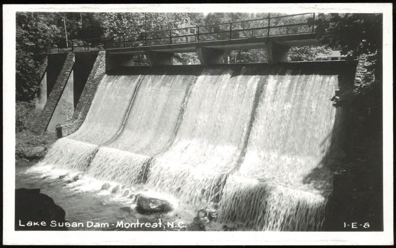 Lake Susan Dam with Cascading Water and Bridge Montreat North Carolina