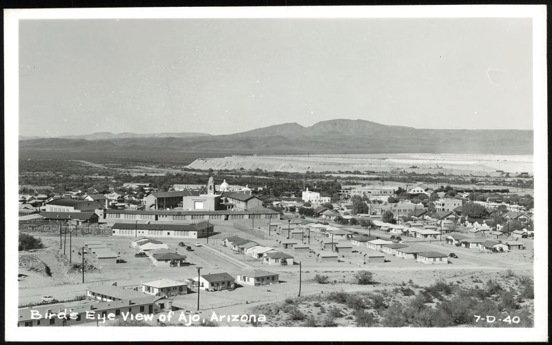 Bird's Eye View of Town, Mountains, and Mine Tailings Ajo Arizona
