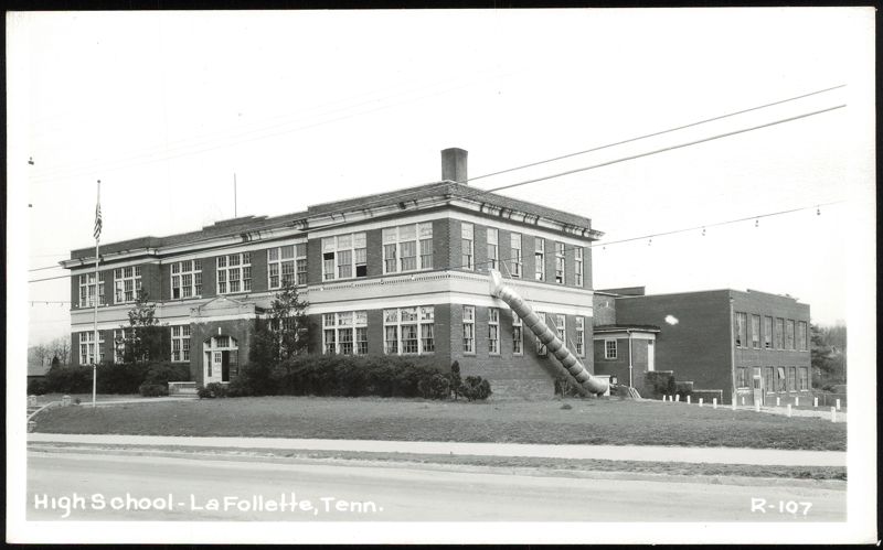 High School Building with Fire Escape Slide La Follette Tennessee