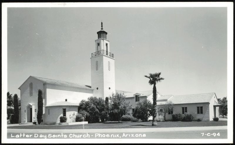 Latter Day Saints Church with Tall Tower and Palm Tree Phoenix Arizona