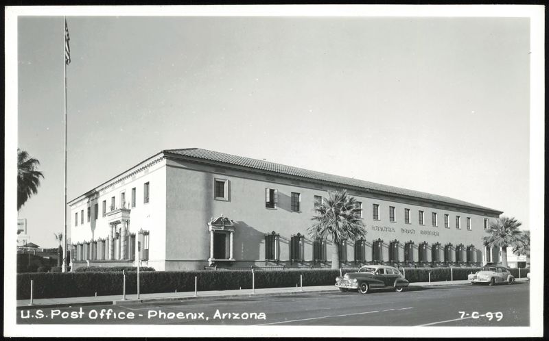 U.S. Post Office Building with Palm Trees and Cars Phoenix Arizona