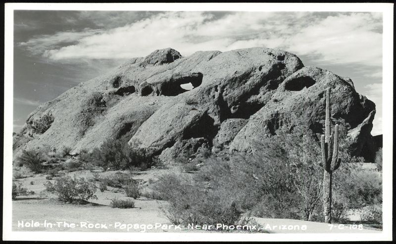 Hole In The Rock Formation, Papago Park with Saguaro Cactus Phoenix Arizona