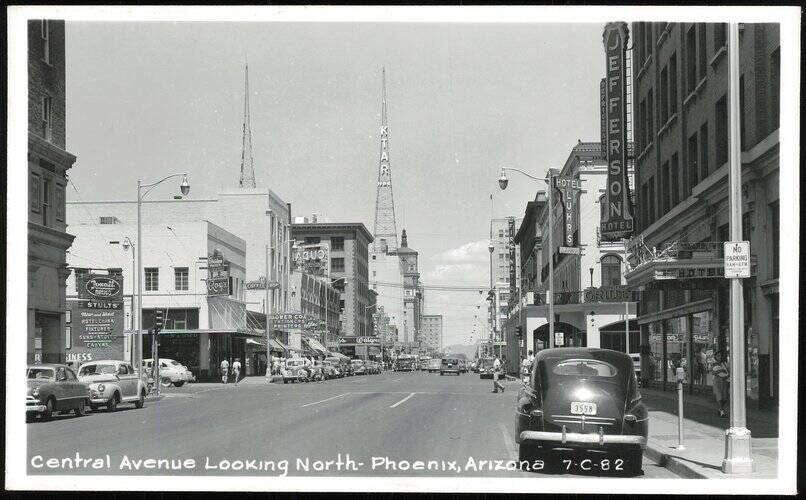 Central Avenue Looking North with Jefferson Hotel Phoenix Arizona