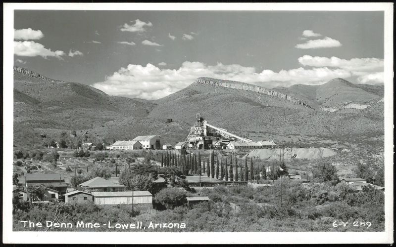 The Denn Mine and Industrial Buildings with Mountains Lowell Arizona