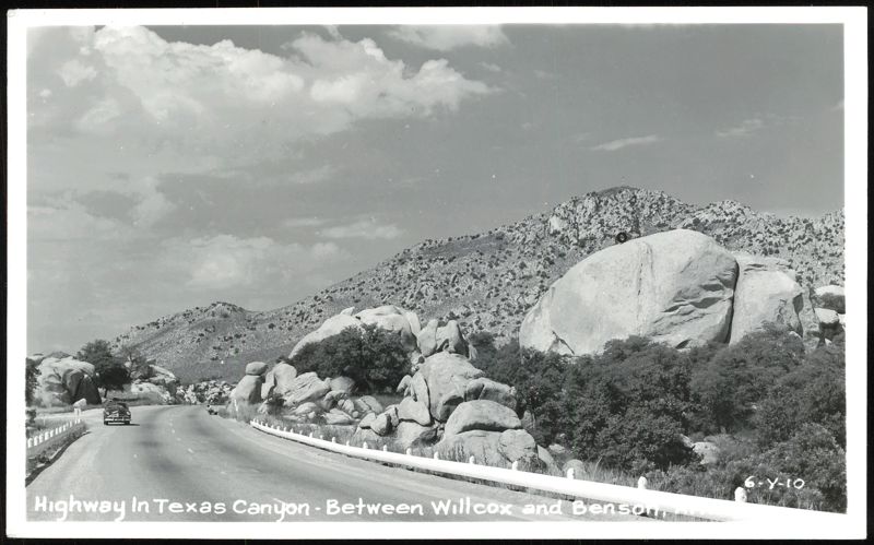 Highway in Texas Canyon between Willcox and Benson Arizona