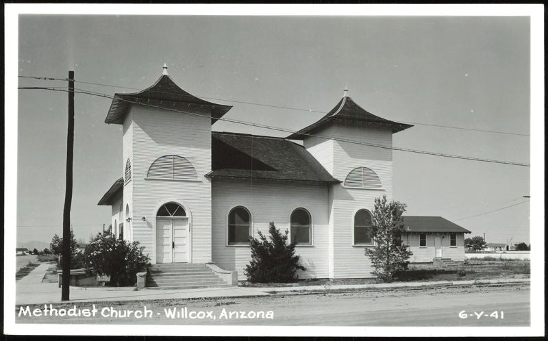 Methodist Church with Twin Towers and Flared Roofs Willcox Arizona