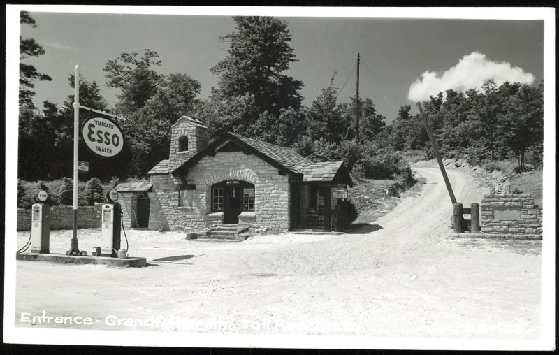 Entrance to Grandfather Mountain Toll Road and Esso Station North Carolina