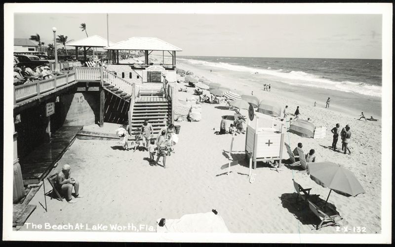 Beach Scene with Lifeguard Stand and Pavilion Lake Worth Florida