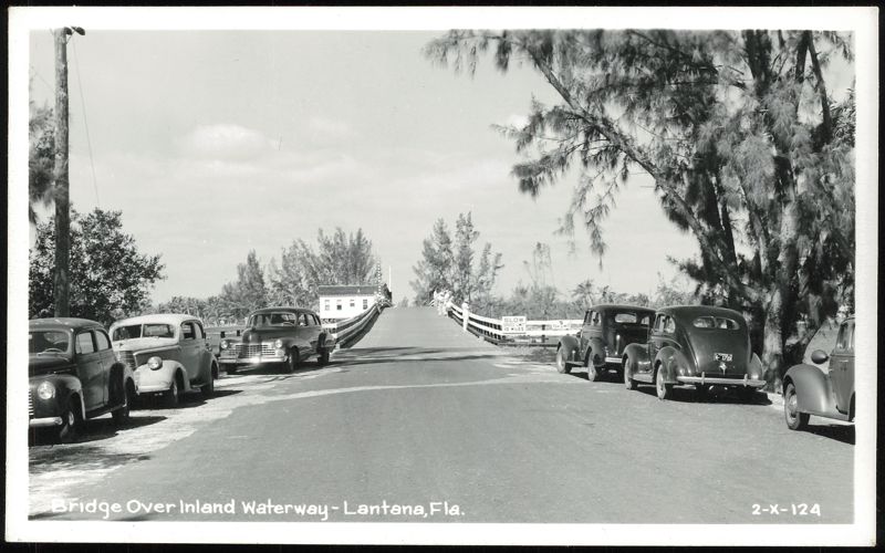 Bridge Over Inland Waterway with Parked Cars Lantana Florida
