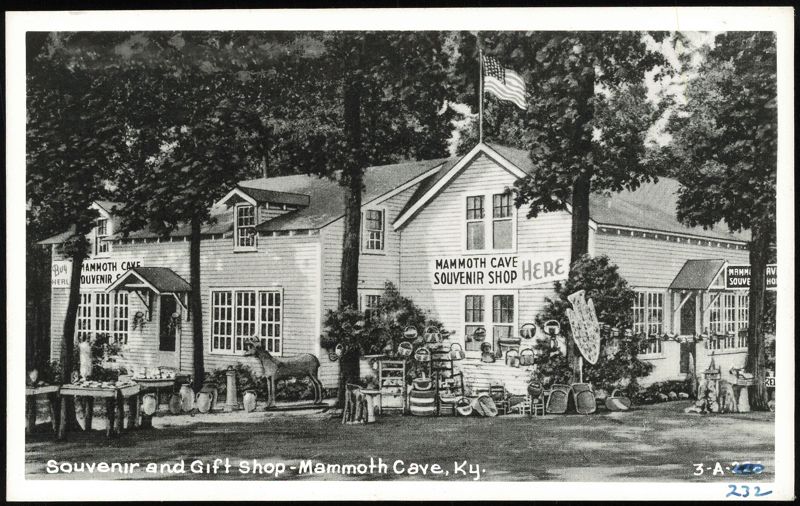 Souvenir and Gift Shop with Outdoor Displays and Flag Mammoth Cave Kentucky