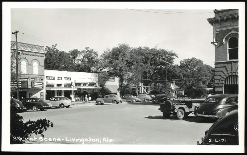 Street Scene with Scruggs for Drugs and Vintage Cars Livingston Alabama