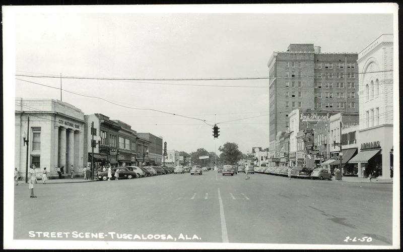 Street Scene with City National Bank and Louis Wiesel Tuscaloosa Alabama
