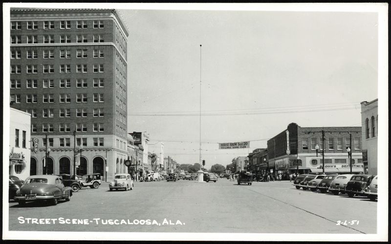 Street Scene with First National Bank and Brown's Tuscaloosa Alabama