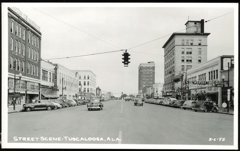 Downtown Street Scene with Vintage Cars Tuscaloosa Alabama
