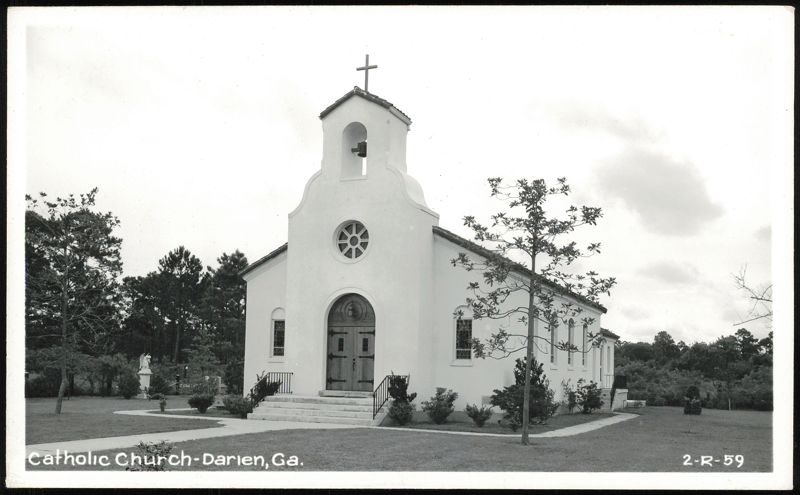 Catholic Church with Bell Tower and Arched Entrance Darien Georgia