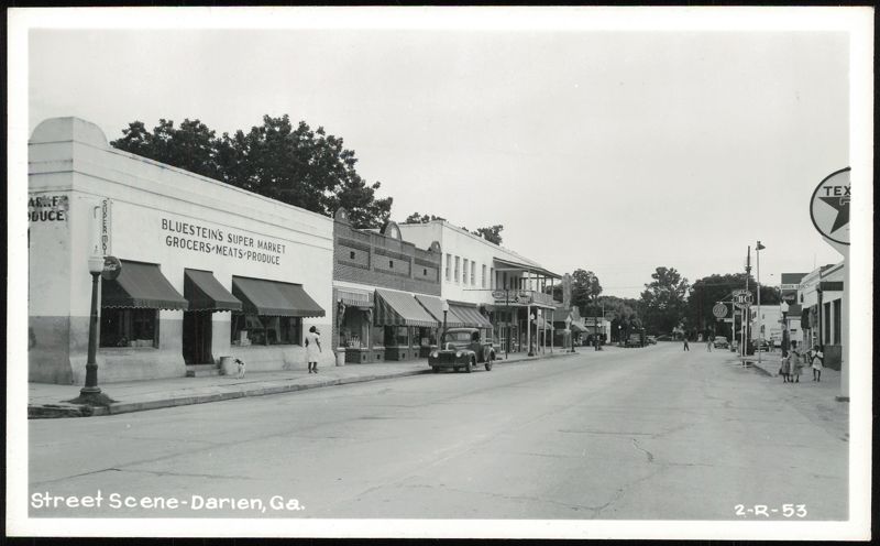 Street Scene with Bluestein's Super Market Darien Georgia