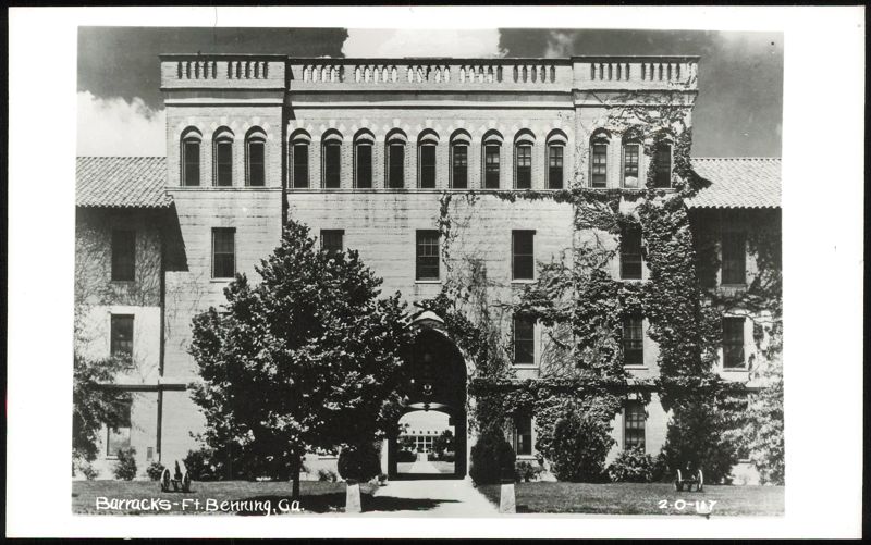 Ivy-Covered Barracks with Arched Entryway Fort Benning Georgia