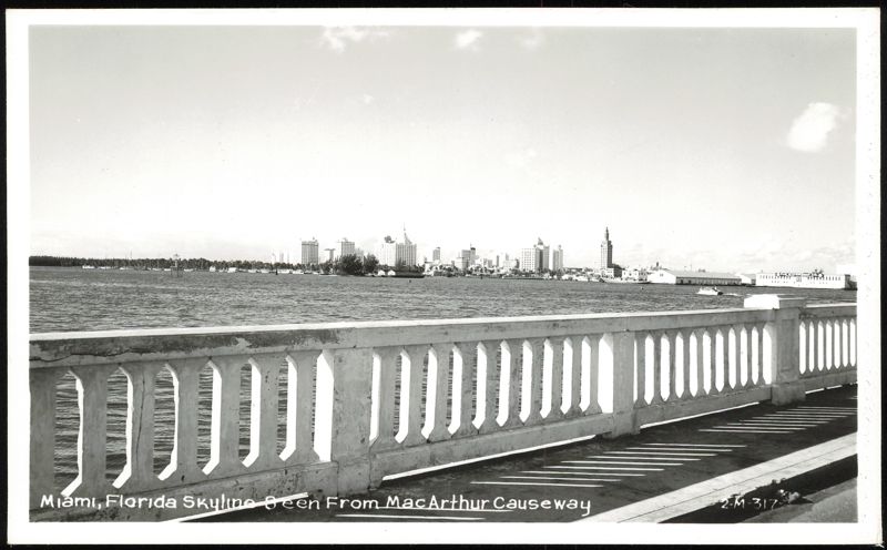 Skyline Seen From MacArthur Causeway Miami Florida